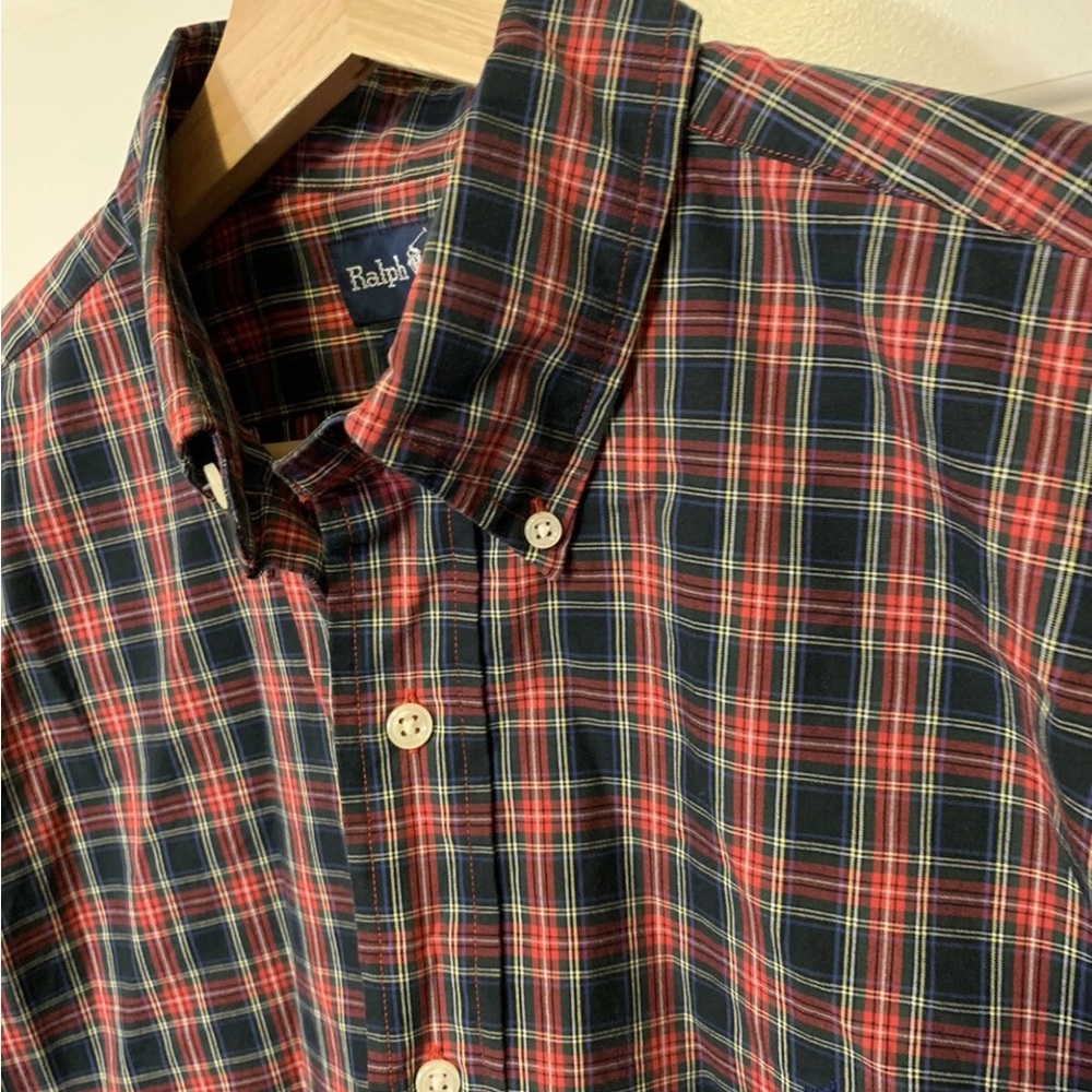Ralph Lauren‎ Men's Sz M Blake Navy and Red Plaid Shirt